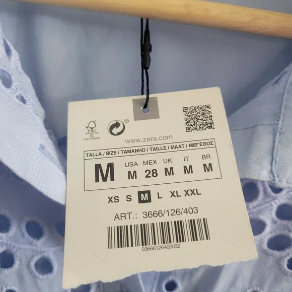 NWT ZARA Openwork Embroidered Eyelet Tiered Blouse/Tunic Size M - Picture 7 of 11